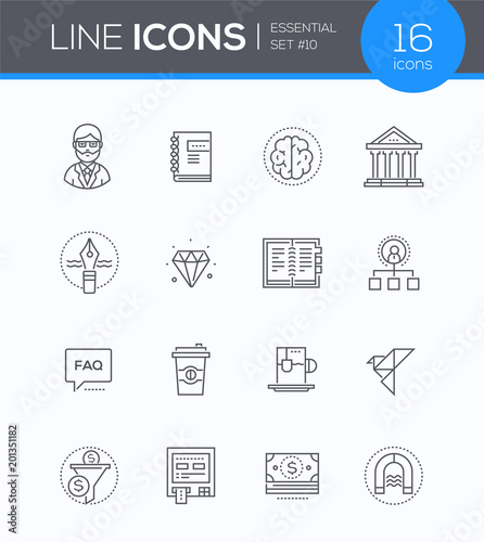 Business and finance concepts - modern line design style icons set