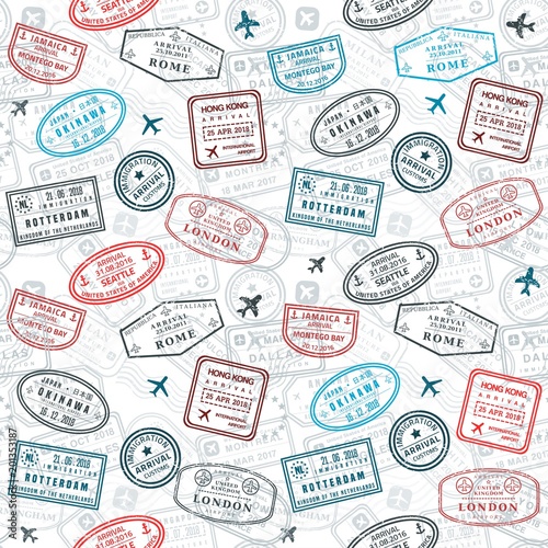 Passport stamps texture