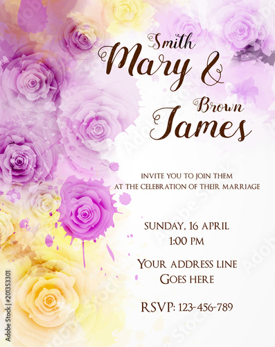 Floral invitation wedding template