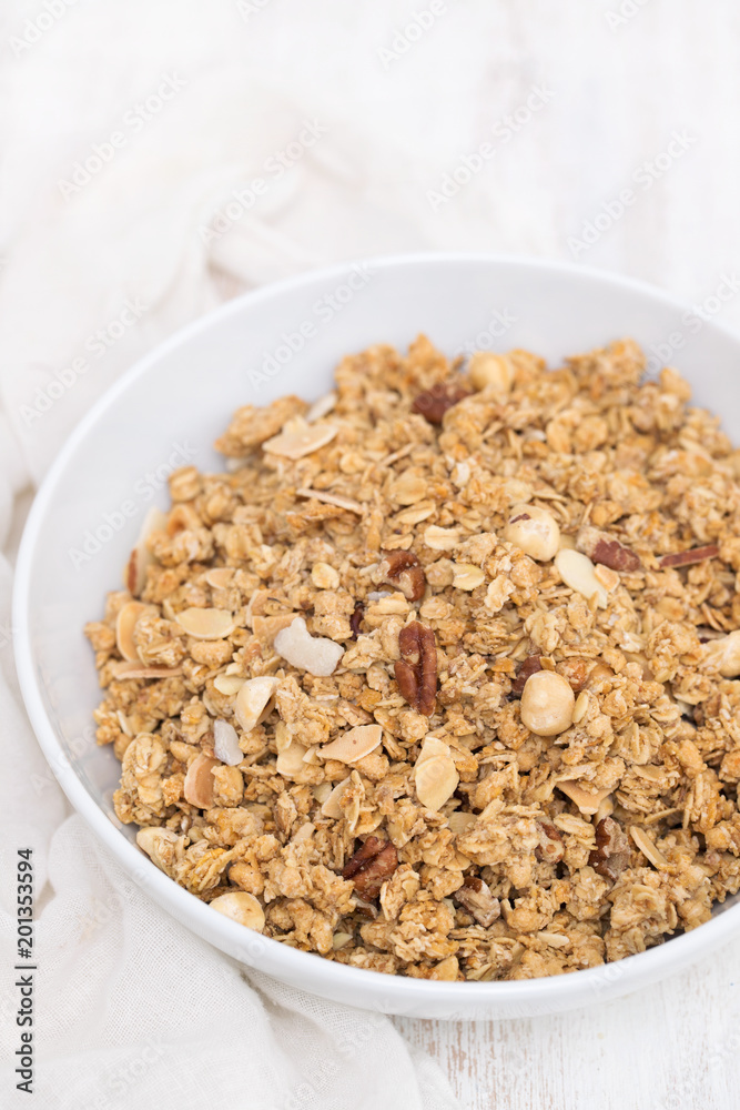 cereals with nuts and dry fruits in big bowl