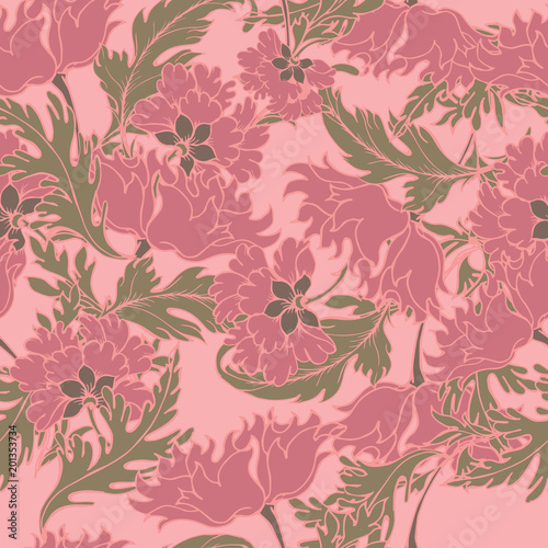 Abstract elegance pattern with floral background.