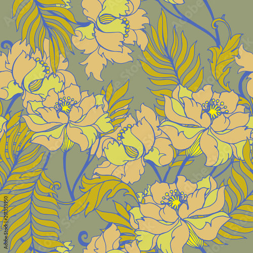 Abstract elegance pattern with floral background.