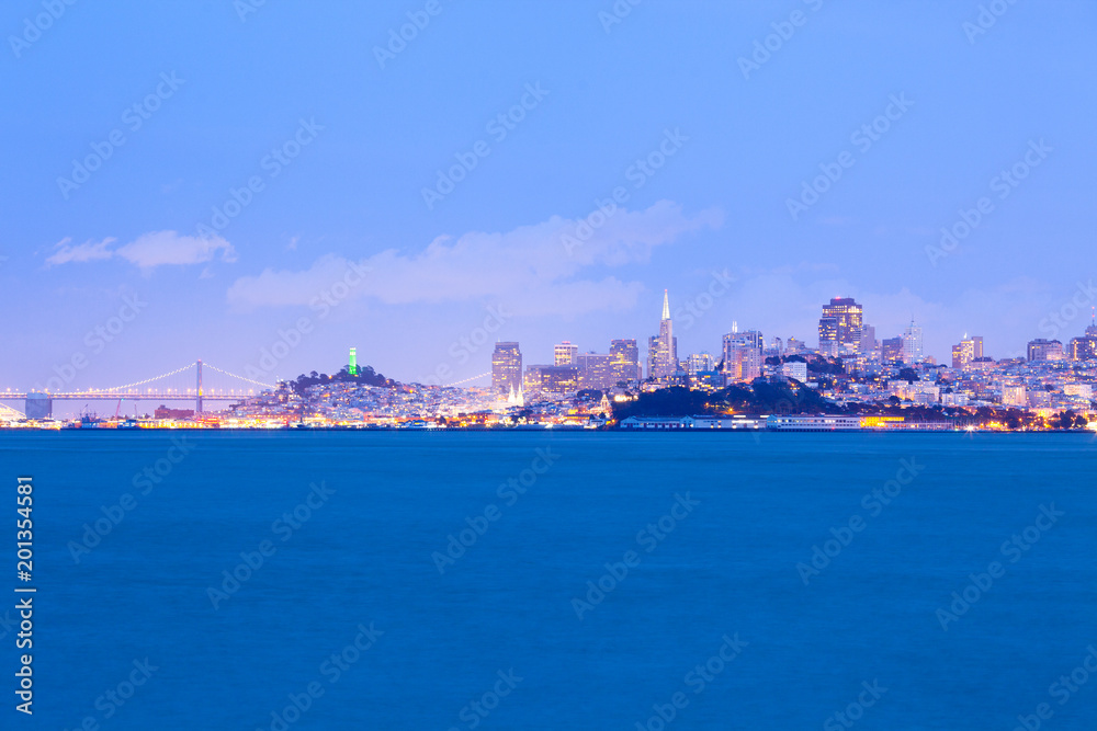 Panoramic view of San Francisco at night, California, USA