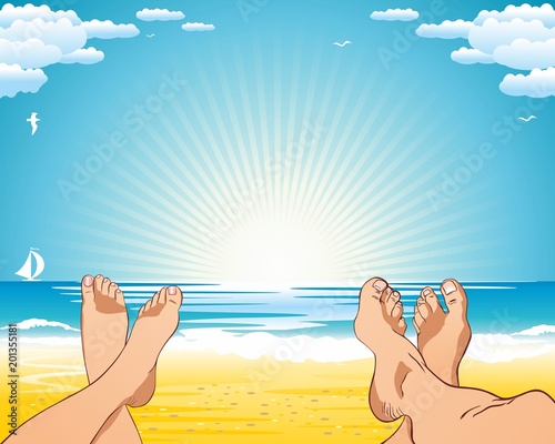 summer holidays background, rest on paradise beach