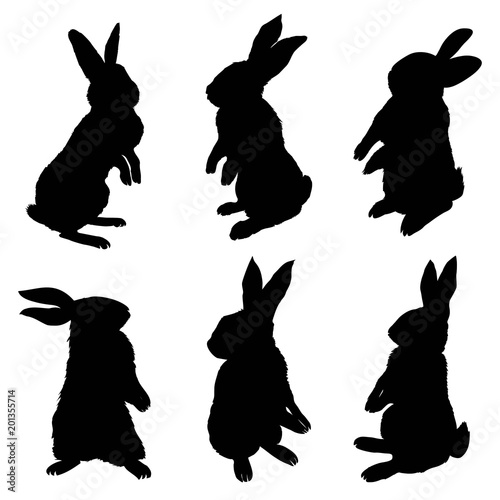 Silhouette of a sitting up rabbit, vector illustration