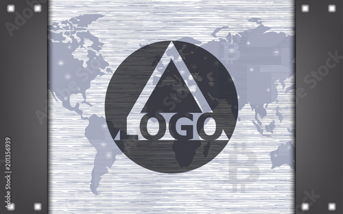 Business card layout design Vector. Bitcoin World map backgrounds