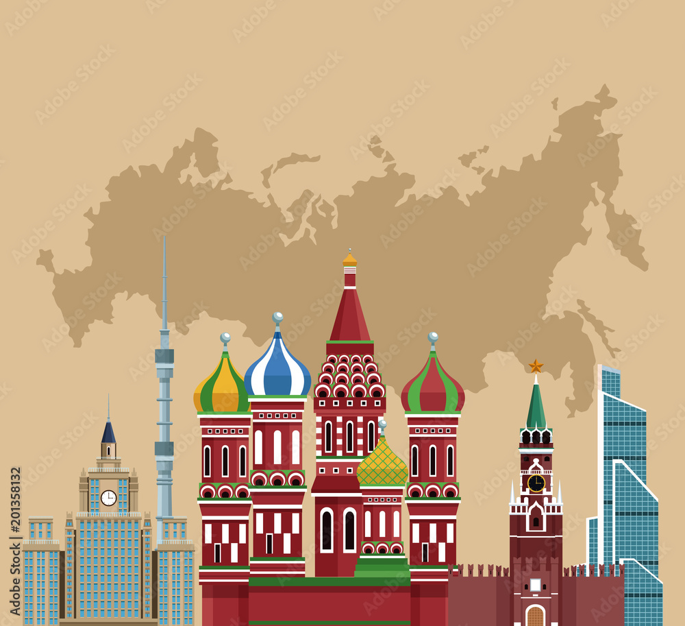Russia travel poster vector illustration graphic design