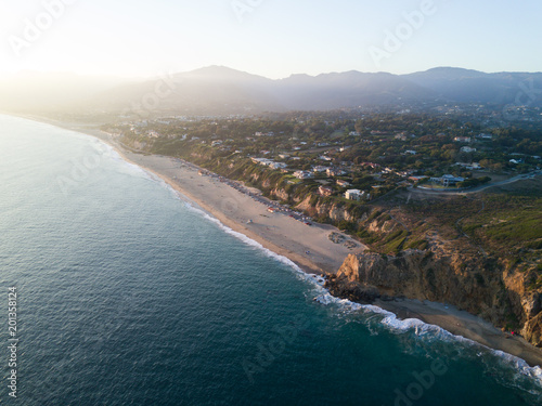 Malibu coast sunset aerial landscape scene photo