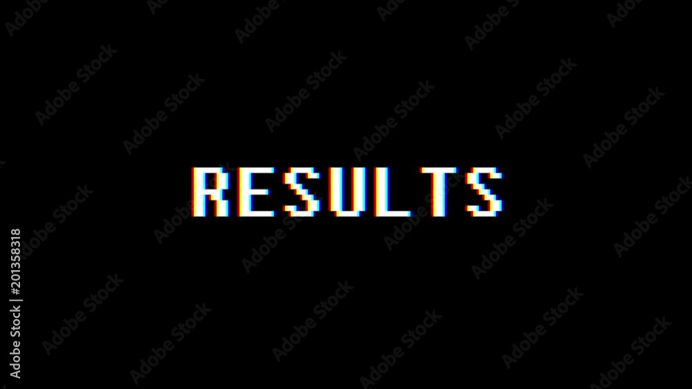 retro videogame RESULTS word text computer old tv glitch interference noise screen animation seamless loop New quality universal vintage motion dynamic animated background colorful joyful video m