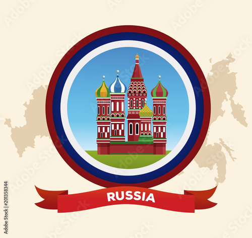 Russia building on round symbol vector illustration graphic design