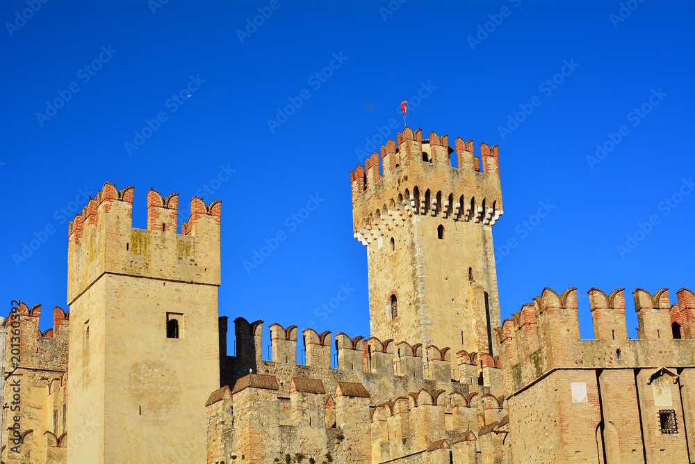 The medieval castle of Sirmione on Lake Garda, Italy The medieval castle of Sirmione on Lake Garda, Italy