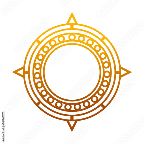 degraded line sun aztec culture traditional symbol