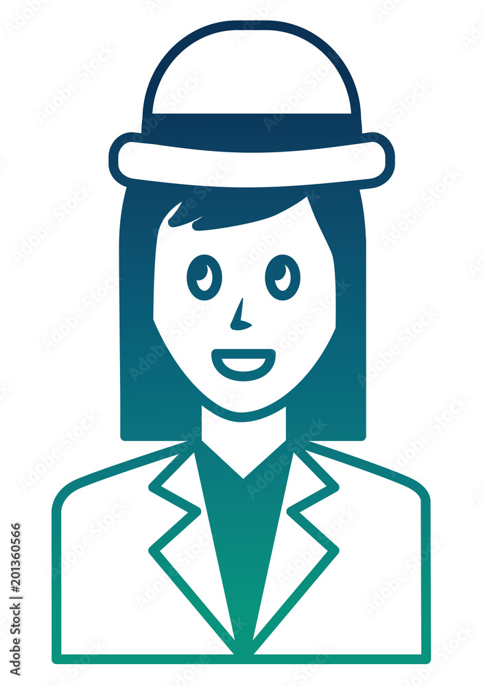 woman avatar character portrait wearing hat vector illustration degraded color woman avatar character portrait wearing hat vector illustration degraded color