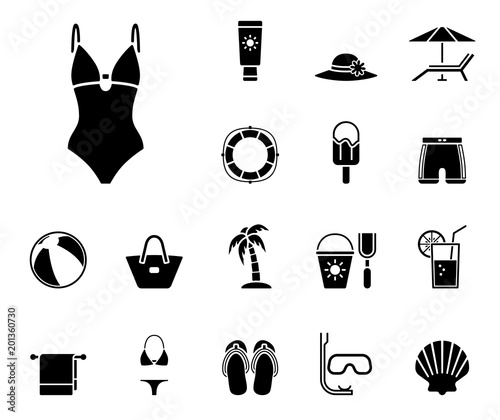 Baden Strand Iconset - Schwarz 