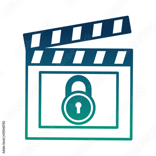 movie film clapper board protection padlock vector illustration  degraded color