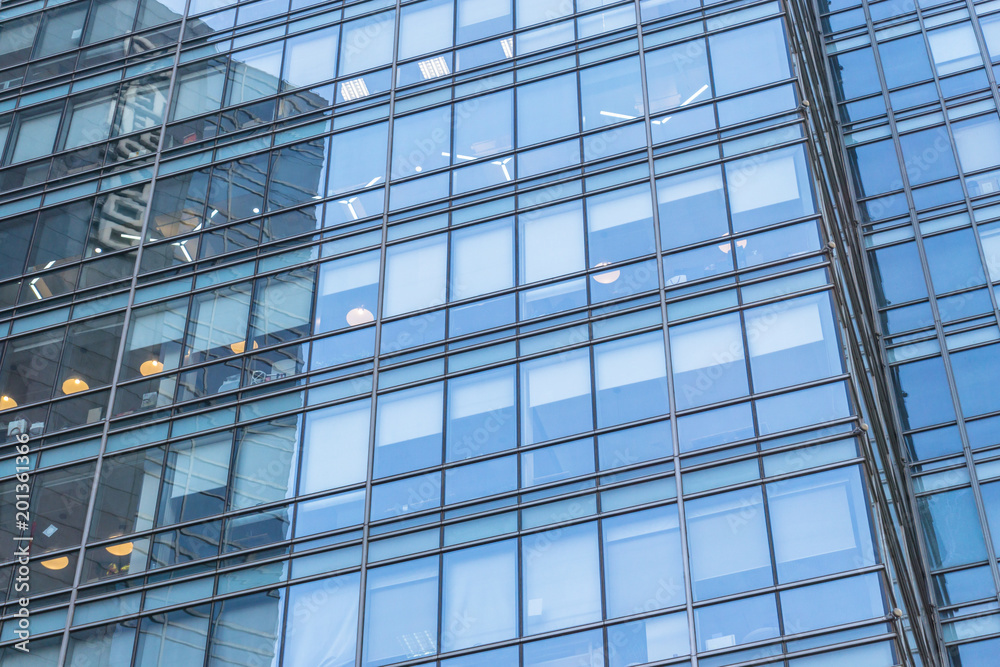 close up of modern glass building