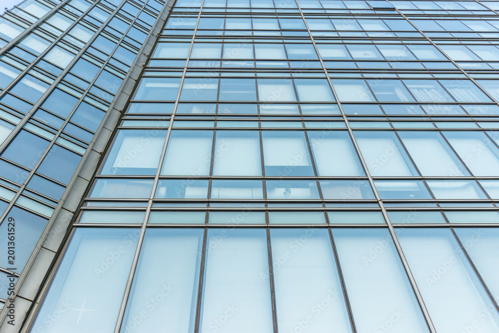 close up of modern glass building