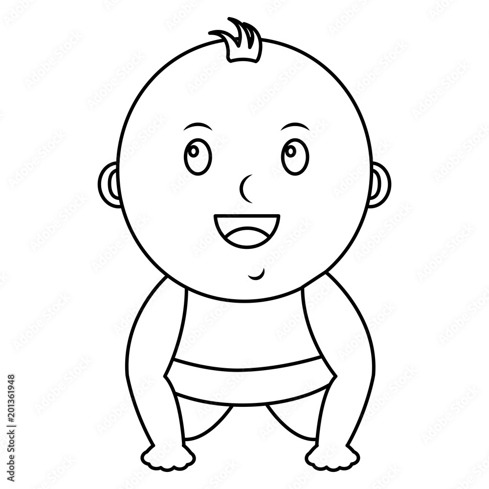 cute little baby boy sitting vector illustration outline cute little baby boy sitting vector illustration outline
