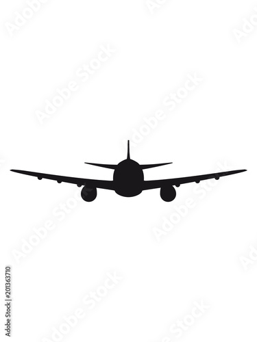 vorne front flugzeug fliegen pilot maschine jumbo jet silhuette schwarz umriss urlaub ferien reise