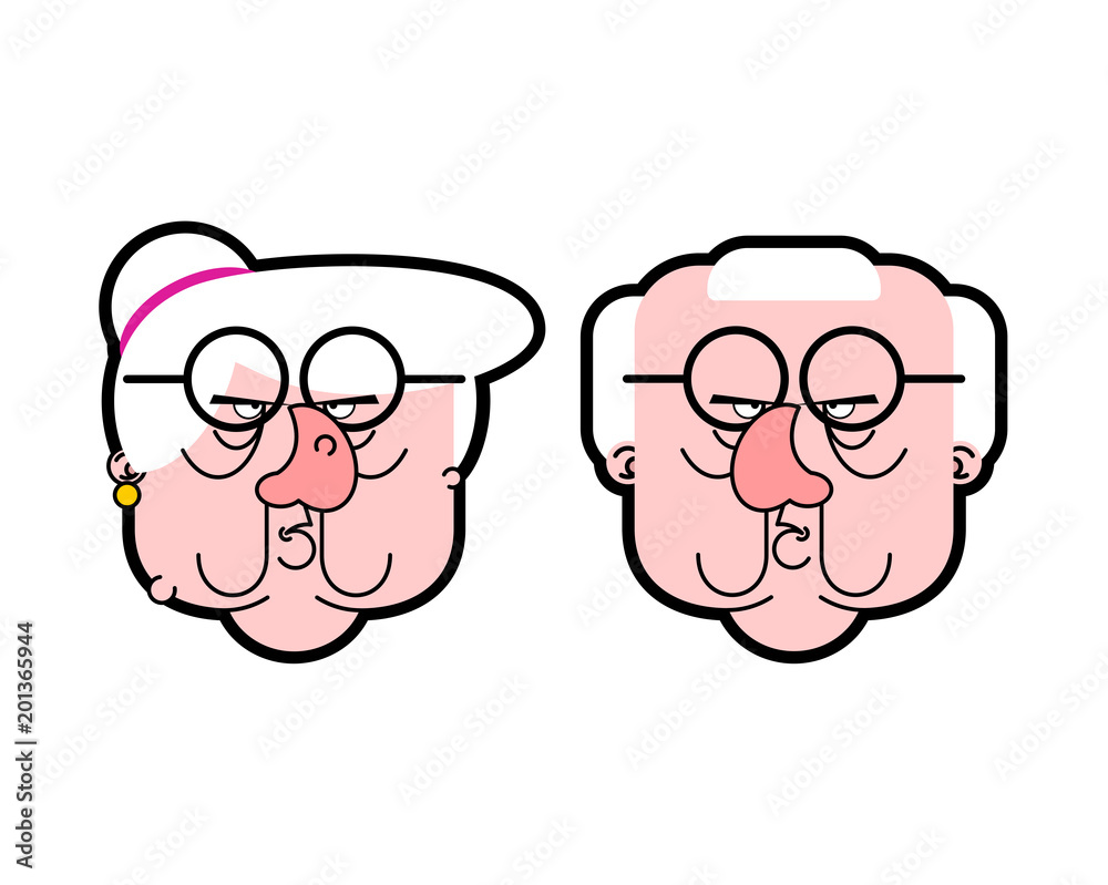 Angry Grandfather and grandmother are evil. Grumpy old man Angry Grandfather and grandmother are evil. Grumpy old man