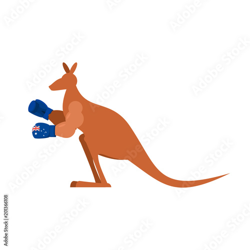 Kangaroo and boxing gloves. Australia boxer. Australian wallaby