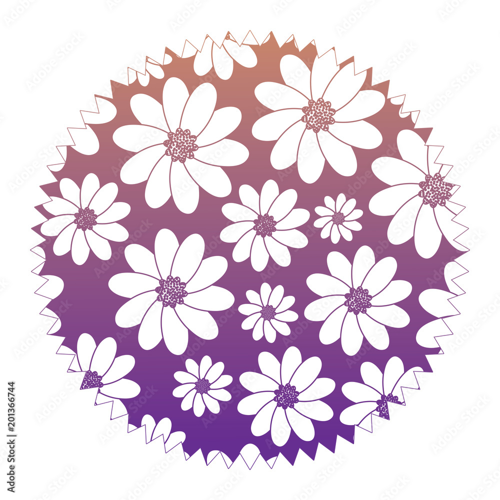 decorative seal stamp with beautiful flowers colorful design, vector illustration
