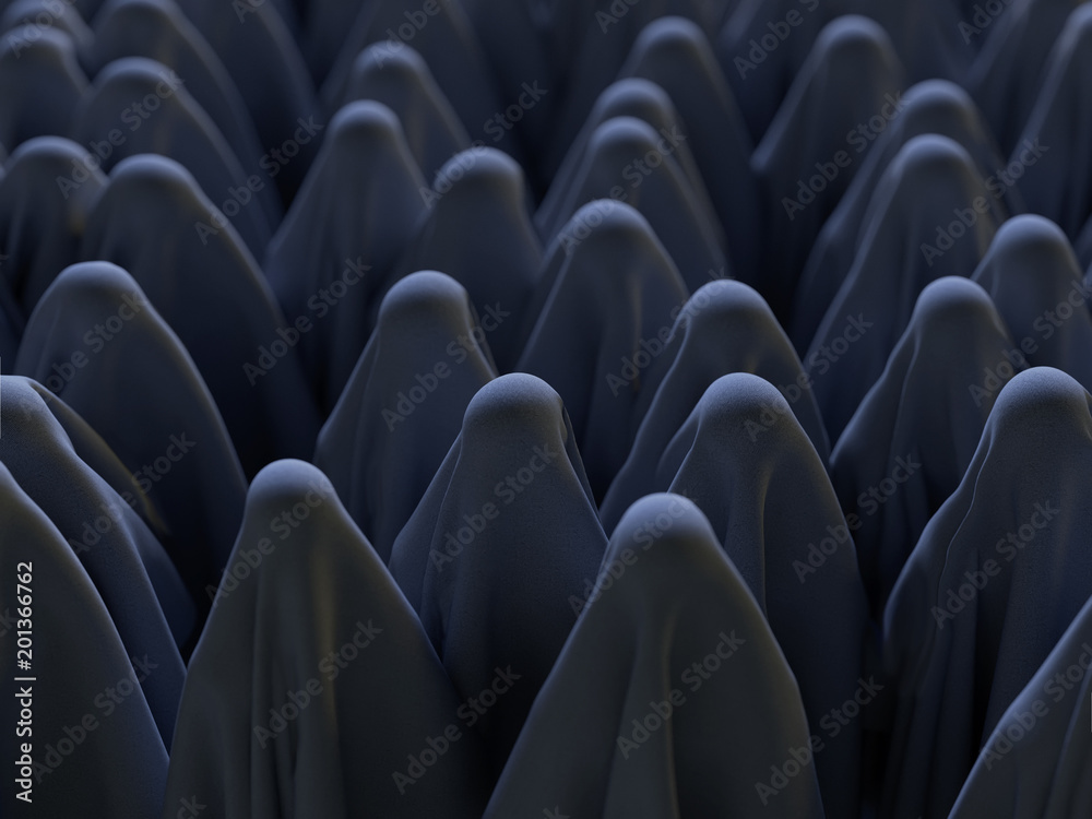 Obraz premium group of people hidden under the cloth