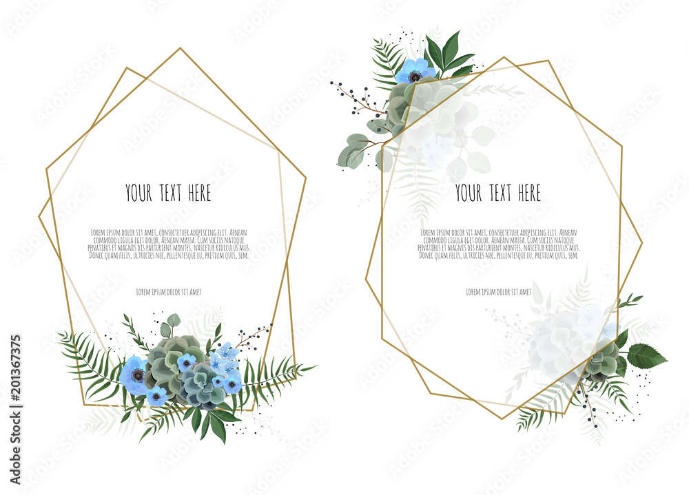 Set botanic card with wild flowers, leaves. Spring ornament concept. Floral poster, invite. - obrazy, fototapety, plakaty 