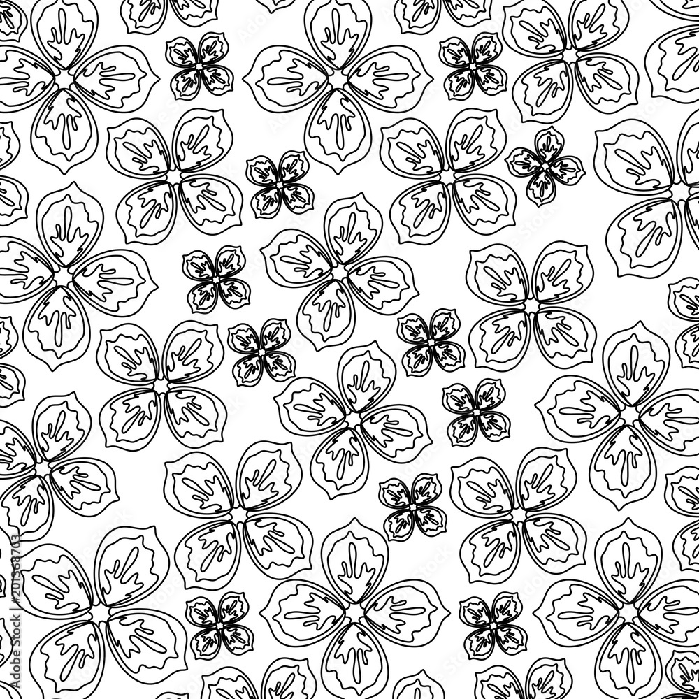 beautiful flowers background, black and white design. vector illustration