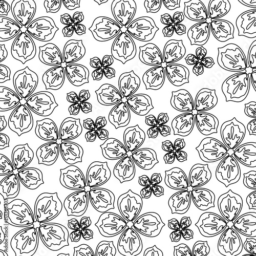 beautiful flowers background  black and white design. vector illustration