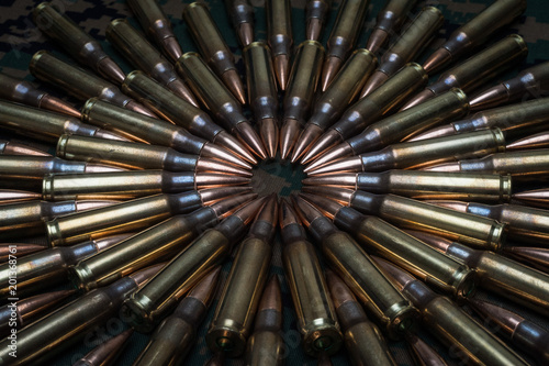Close up on ammunition in a circular formation