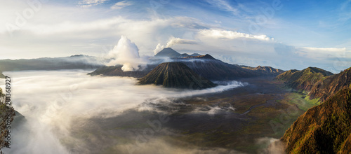 Aerial view of Mt Bromo from Mt Penanjakan, East Java, Indonesia
