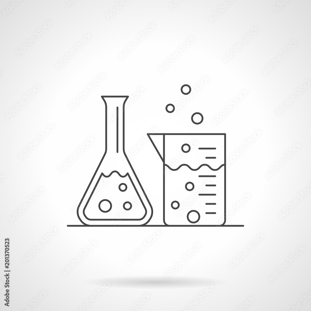 Laboratory glassware flat line vector icon Laboratory glassware flat line vector icon