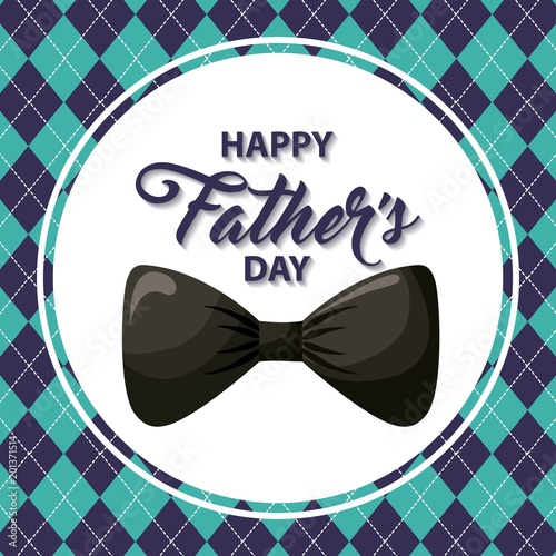 happy fathers day square background sticker with black bow sign dad celebration vector illustration