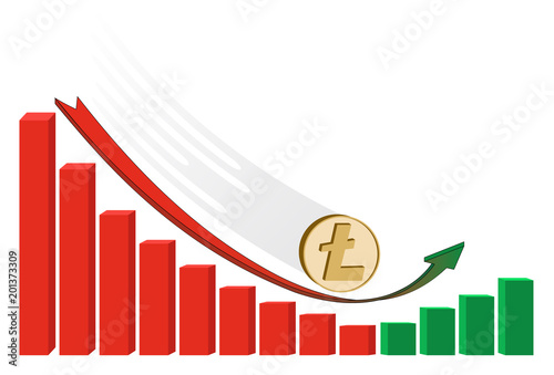  fallen litecoin coin starts to grow with diagram