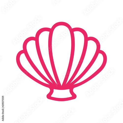 Outline scallop sea shell. Clam. Conch. Seashell - flat vector icon.