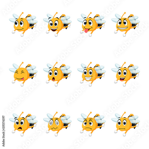 Bee with different facial expressions © hermandesign2015