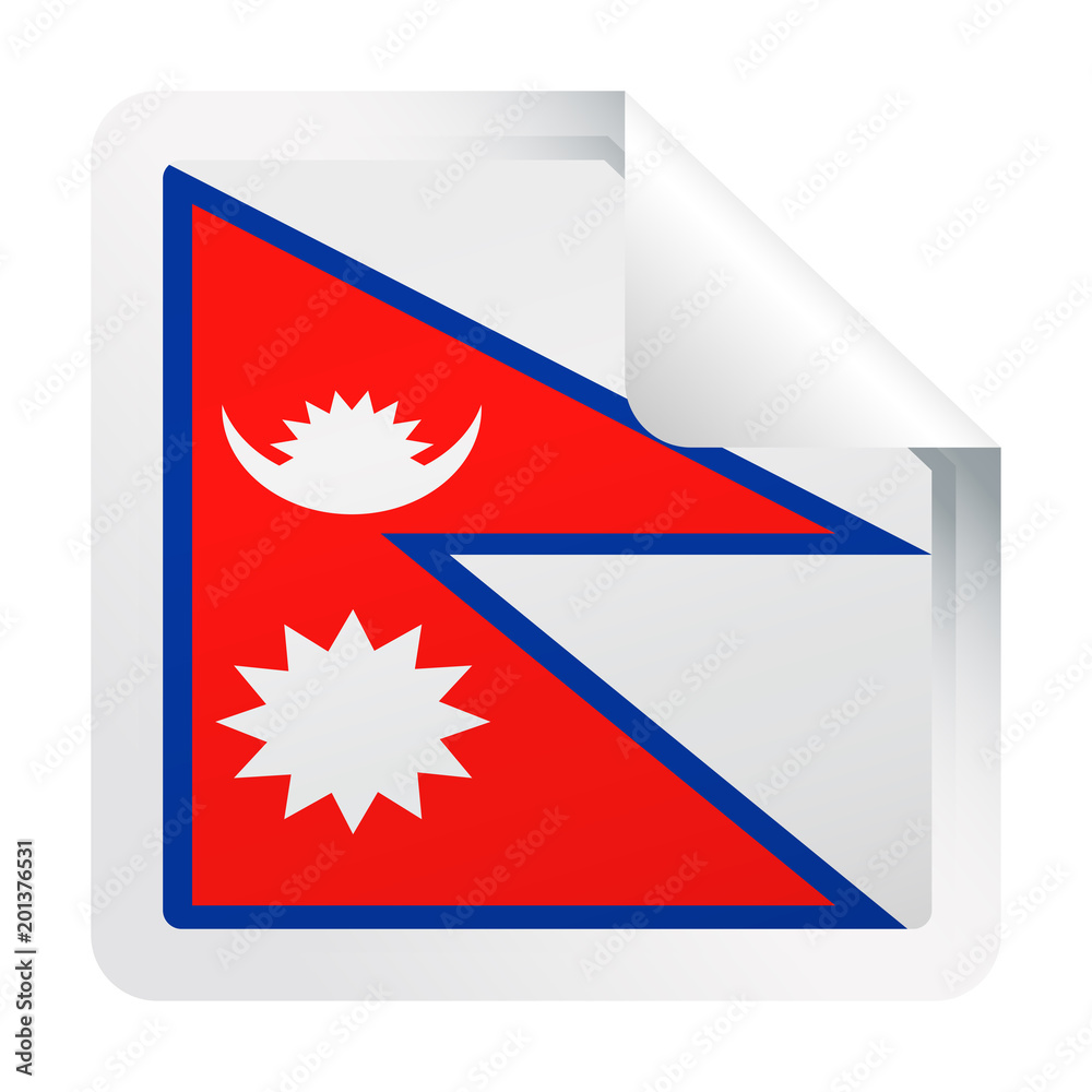 Obraz premium Nepal Flag Vector Square Corner Paper Icon