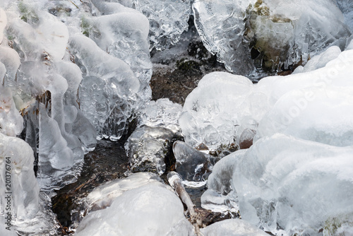 Ice frozen stream water freeze formation snow