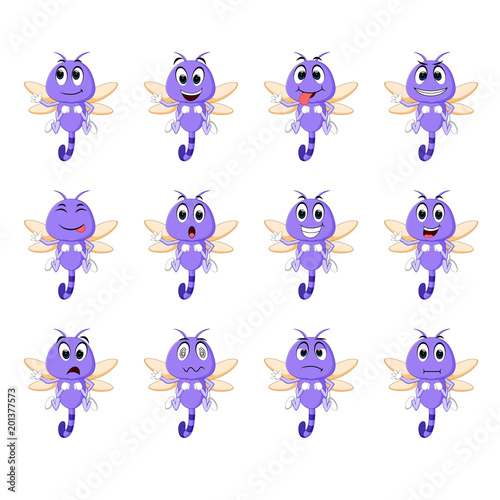 dragonfly with different facial expressions and different color