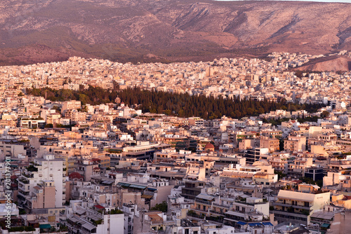 Panorama of Athens  Greece  from the Acropolis before the sunset