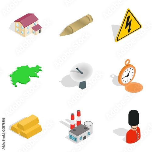 Money investment icons set. Isometric set of 9 money investment vector icons for web isolated on white background