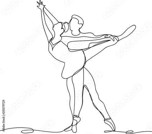 ballerina with dance partner. sketch