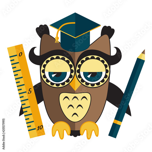 Owl teacher wise bird vector