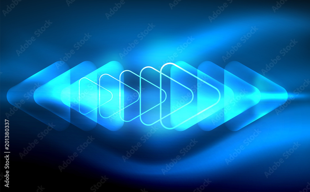 Glowing vector triangle geometric shapes in dark space