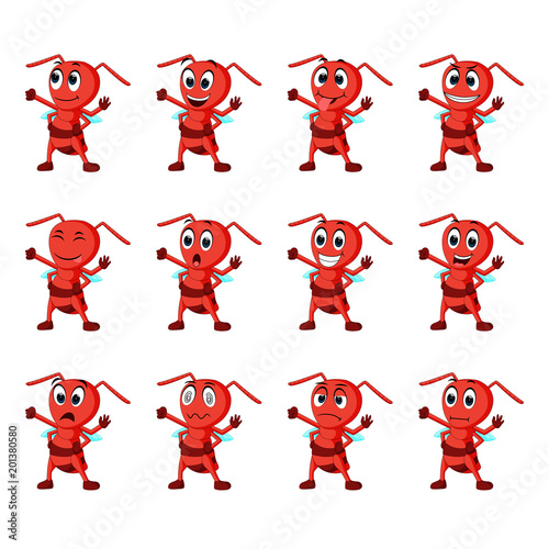 Ant with different facial expressions