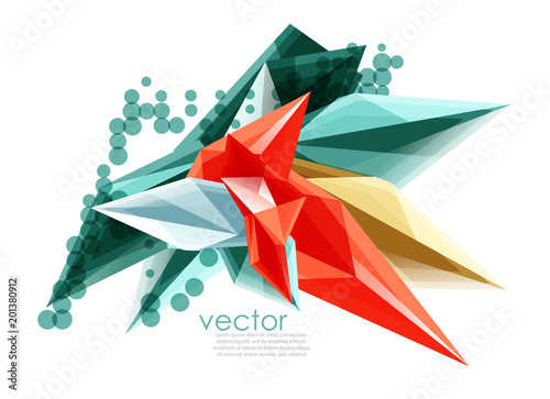 Color glass crystals on white background, geometric abstract composition with glass gemstones and copyspace, background template