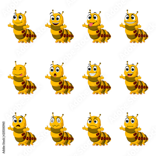 set collection Caterpillar with facial expression