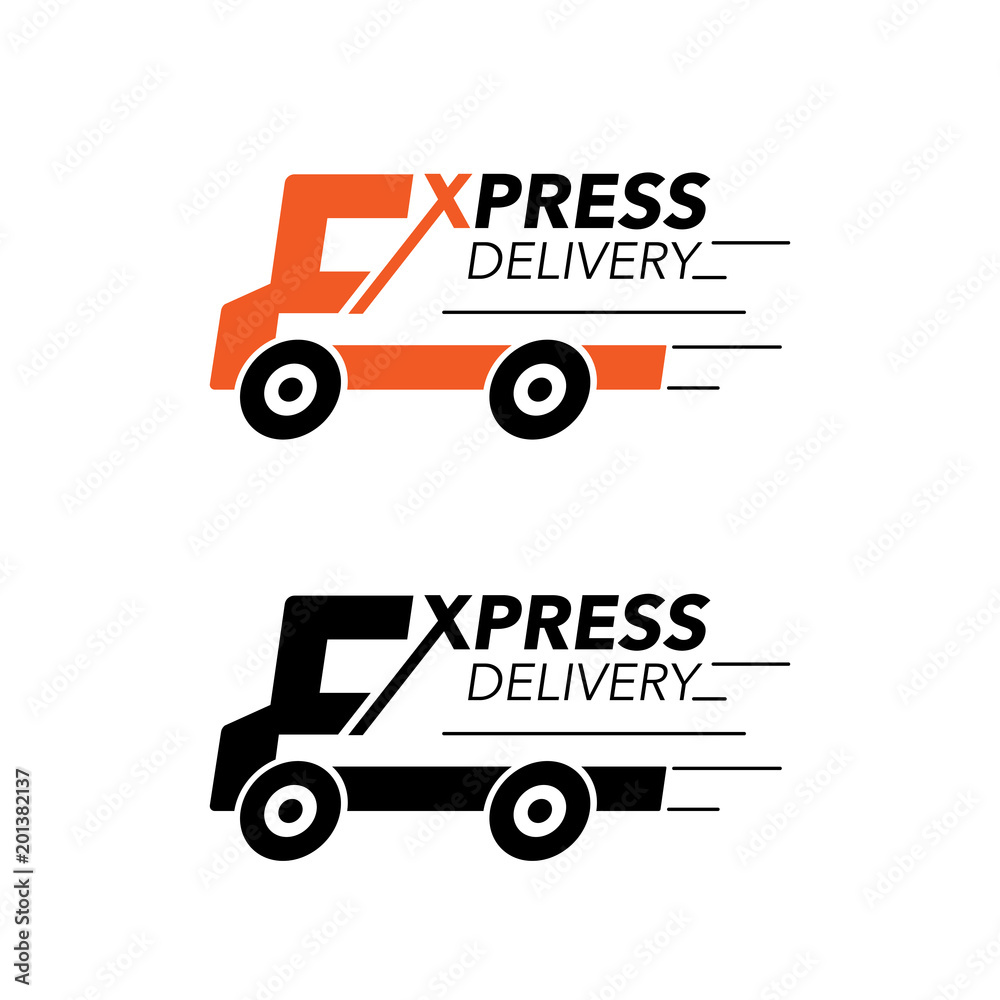 Express delivery icon concept. Truck service, order, worldwide, fast and free shipping.