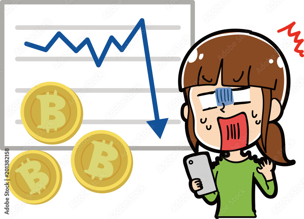 ビットコインが下落してショックを受ける女性のイラスト素材 Stock Vector Adobe Stock